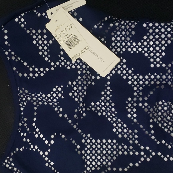 NWT  Gottex Navy Mashrabiya One-piece Swimsuit 14 - Picture 4 of 5